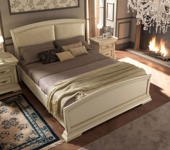 Итальянская кровать с кожаным изголовьем и изножьем 180 Palazzo Ducale Laccato фабрики Prama