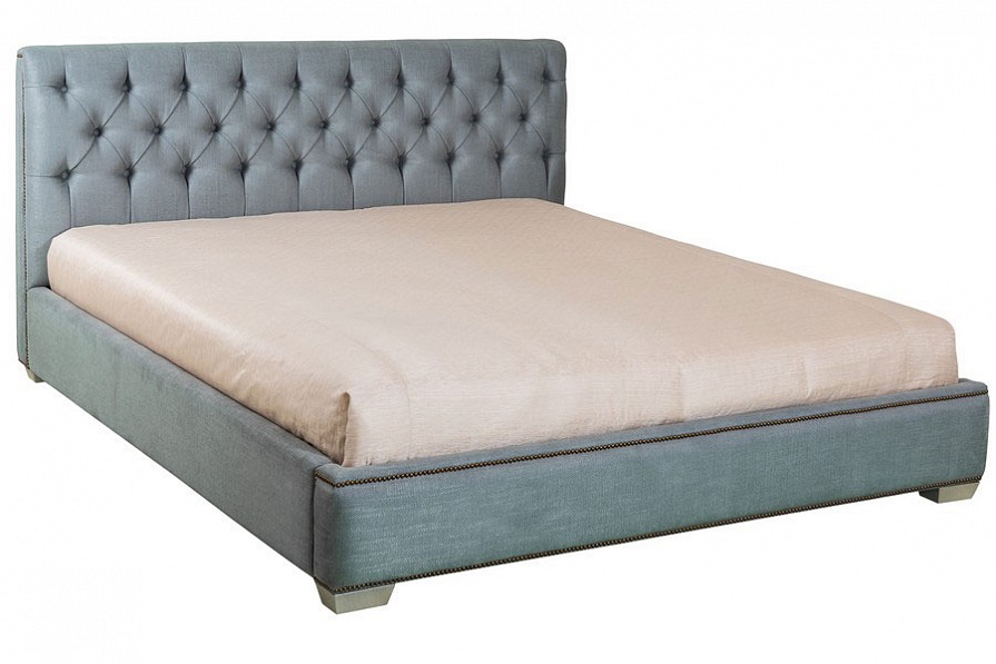 Кровать с решеткой (отделка шпон вишни, ткань серо-голубая рогожка) Mestre фабрики Fratelli Barri